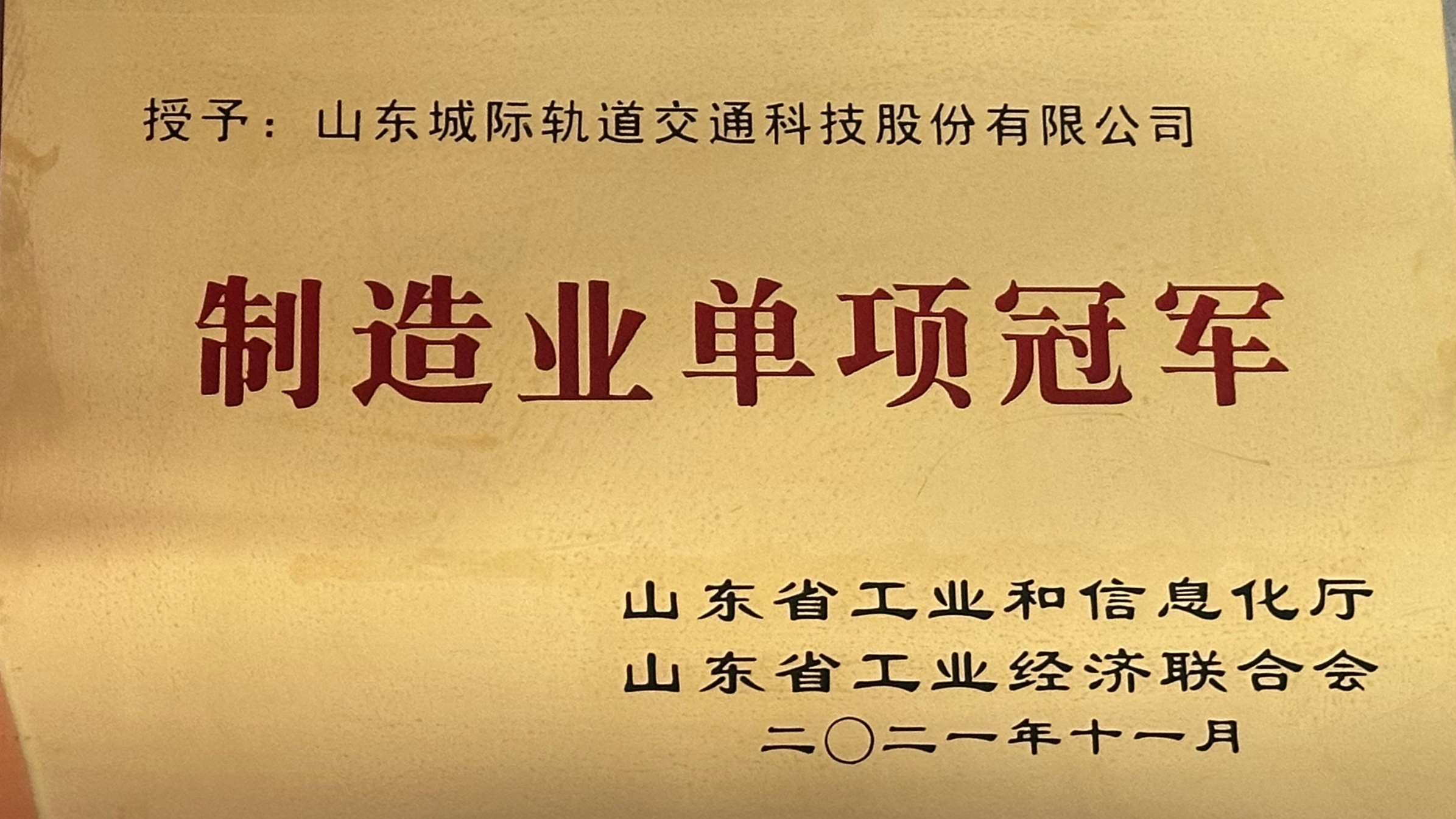 Shandong Province's Manufacturing single-Champion enterprise